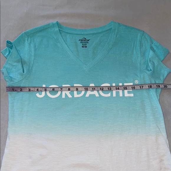 Jordache Women's Blue and White V-Neck Top t shirt - Picture 7 of 8